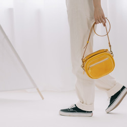 【切線】圓形/圓包，手工真皮單肩包，全手工縫製，兩用包，可手提或肩背 第7張的照片