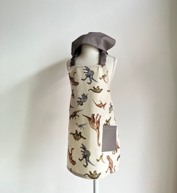 再販✖️4 恐竜 キッズエプロン 子供エプロン 三角巾 三角巾セット