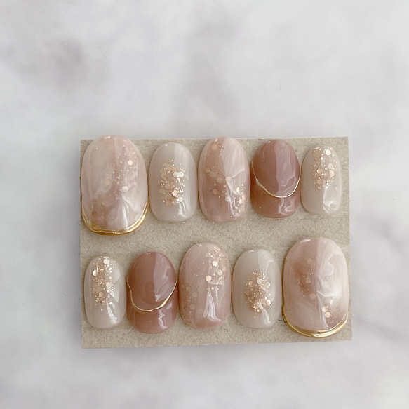 現品 サイズ変更不可 ネイルチップ ニュアンスネイル 成人式 卒業式 前  