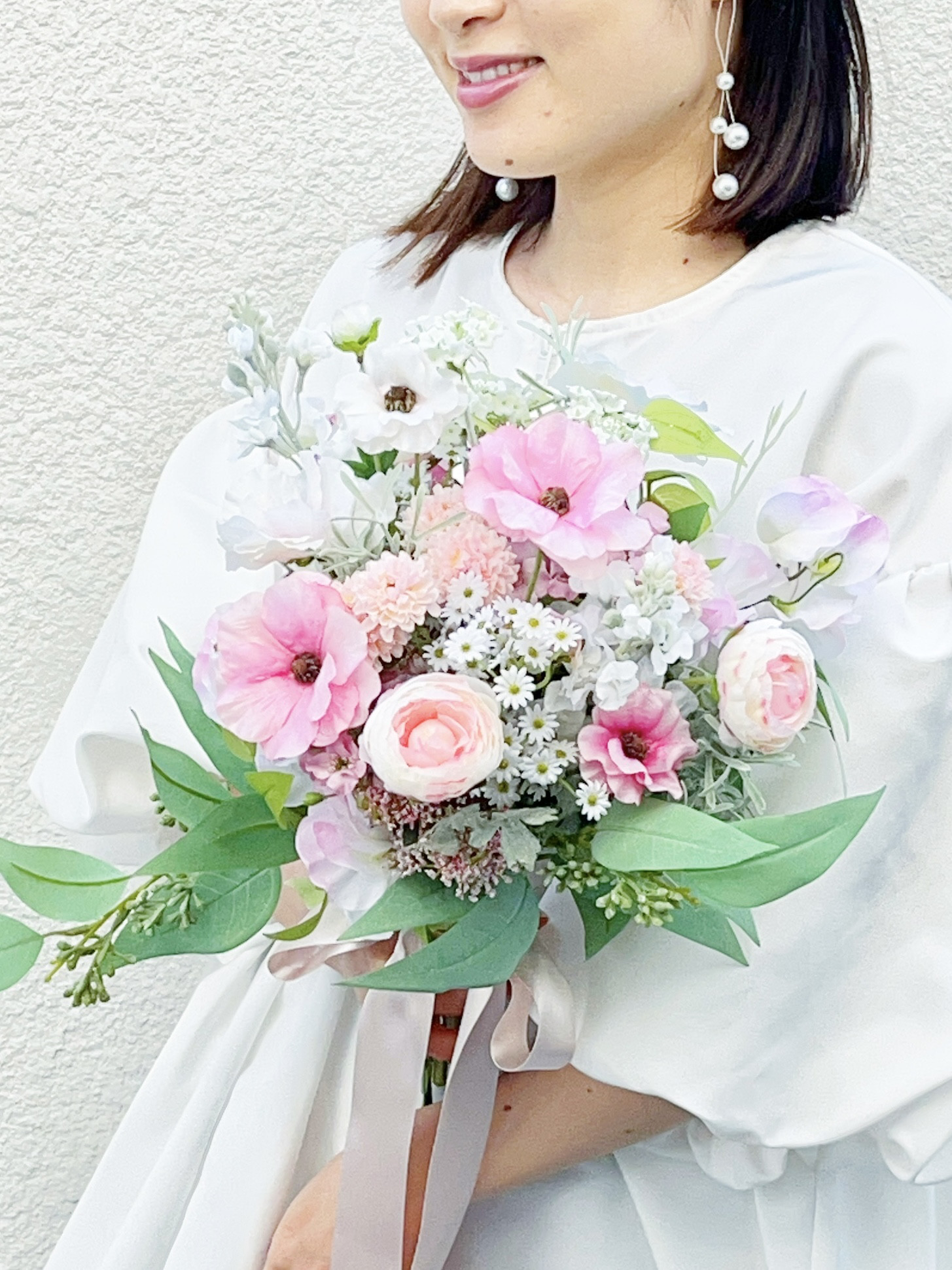 韓国っぽ♡シャンペトルブーケ/春ブーケ　前撮りブーケ　可愛い/アーティフィシャルフラワー　造花　ウェディングブーケ