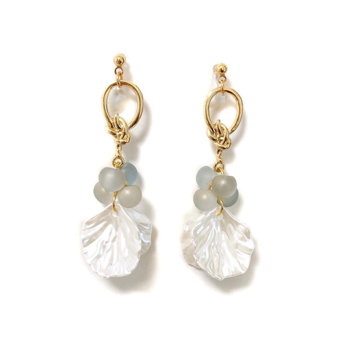 シェル 貝殻 揺れる 鈴丸 涼しげ イヤリング 樹脂製ノンホールピアス