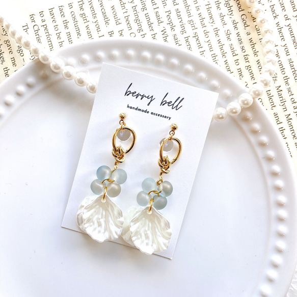 シェル 貝殻 揺れる 鈴丸 涼しげ イヤリング 樹脂製ノンホールピアス