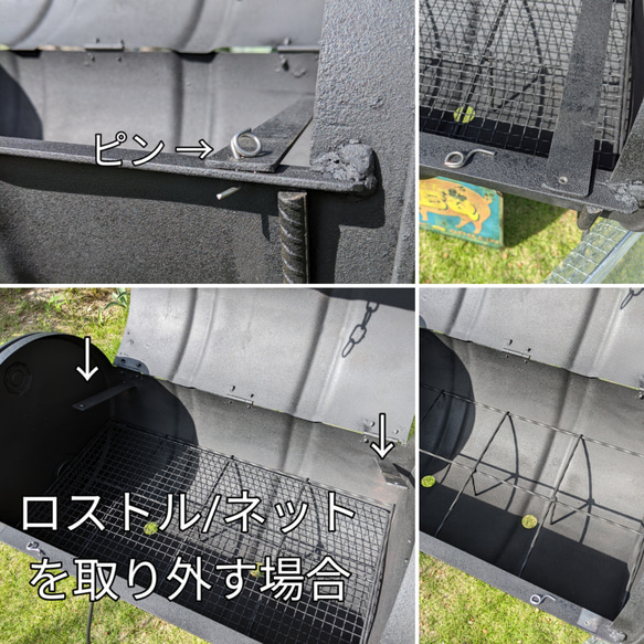 バーベキューコンロ  グリル 燻製 スモーカー  ドラム缶BBQコンロ  焚き火  #キャンプ  #インダストリアル 8枚目の画像