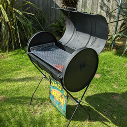 バーベキューコンロ  グリル 燻製 スモーカー  ドラム缶BBQコンロ  焚き火  #キャンプ  #インダストリアル 3枚目の画像
