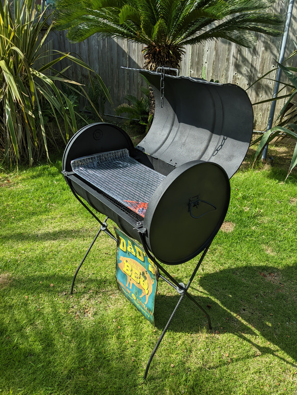 バーベキューコンロ  グリル 燻製 スモーカー  ドラム缶BBQコンロ  焚き火  #キャンプ  #インダストリアル 3枚目の画像