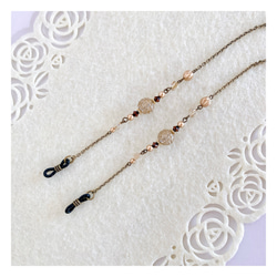 【3色展開】ドイツ製チャーム＆SWAROVSKIのアンティーク調メガネチェーン グラスコード メガネホルダー 3枚目の画像