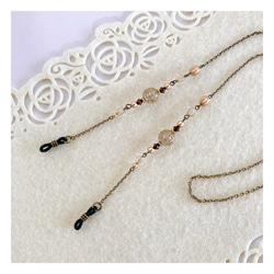 【3色展開】ドイツ製チャーム＆SWAROVSKIのアンティーク調メガネチェーン グラスコード メガネホルダー 4枚目の画像