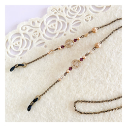 【3色展開】ドイツ製チャーム＆SWAROVSKIのアンティーク調メガネチェーン グラスコード メガネホルダー 12枚目の画像