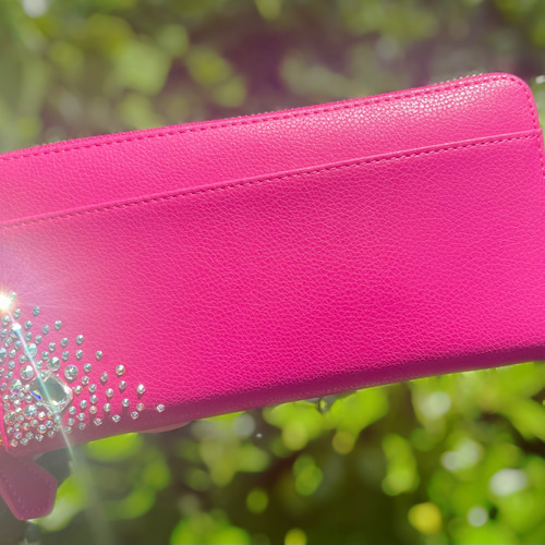 名入れ デコ 本革 大容量 多収納 長財布 レディース ラウンド