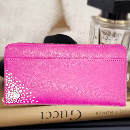 名入れ デコ 本革 大容量 多収納 長財布 レディース ラウンド