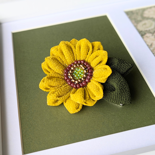 ヘアクリップ つまみ細工 ひまわり 髪飾り 浴衣 着物 和装 結婚式 花火
