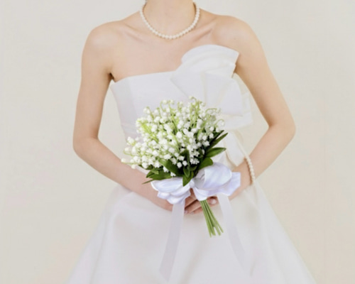 ブートニア付き】 すずらんブーケ 白 結婚式 アーティフィシャル