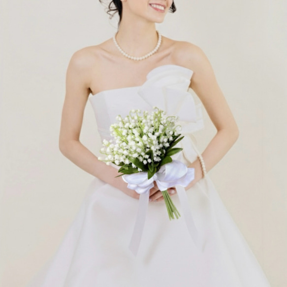 ブートニア付き】 すずらんブーケ 白 結婚式 アーティフィシャル