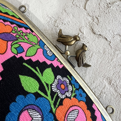 ［未使用］花柄がま口　ネイビー　藍木綿アンティーク　昭和レトロ　平成レトロ it-6117183d44a68-1200.jpg