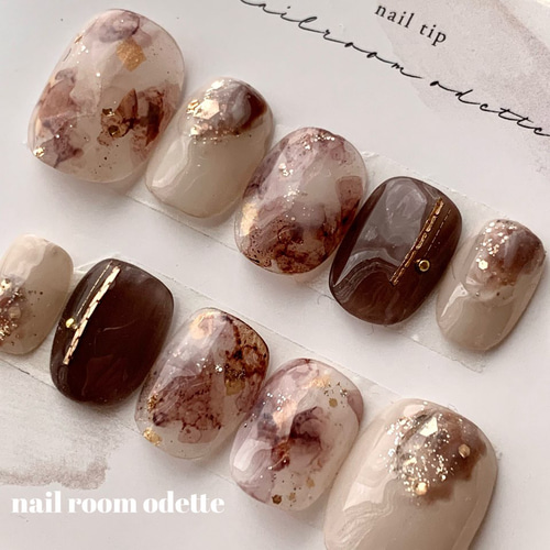 チョコブラウン ネイルチップ 送料無料】ネイルチップ/付け爪/ブラウン/ベージュ/チョコレート