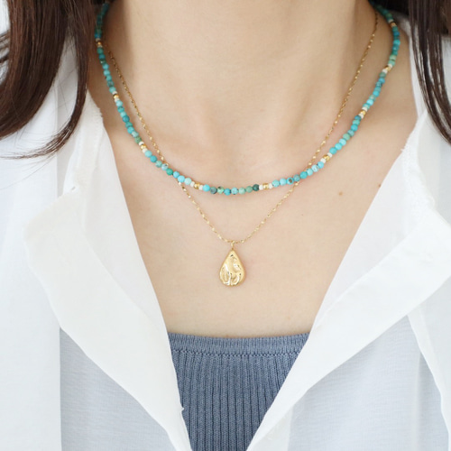 夏限定販売／コーデが完成♪ターコイズ・ドロップネックレス+