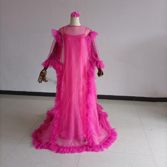 送料無料！ ビビッドピンク ブルーオンショルダードレス+ ケープ風もこもこドレス 抜群のおしゃれ見え 前撮り結婚式