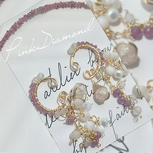 14Kgf 貴重 稀少色　ピンク　ダイヤモンド　原石　ブレスレット 　誕生石 14Kgf 貴重 稀少色ピンクダイヤモンド原石ブレスレット 男女兼用