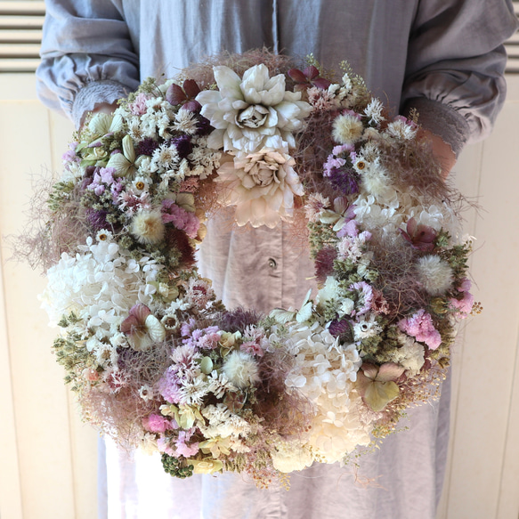 summer wreath naturalドライフラワー リース スモークツリー