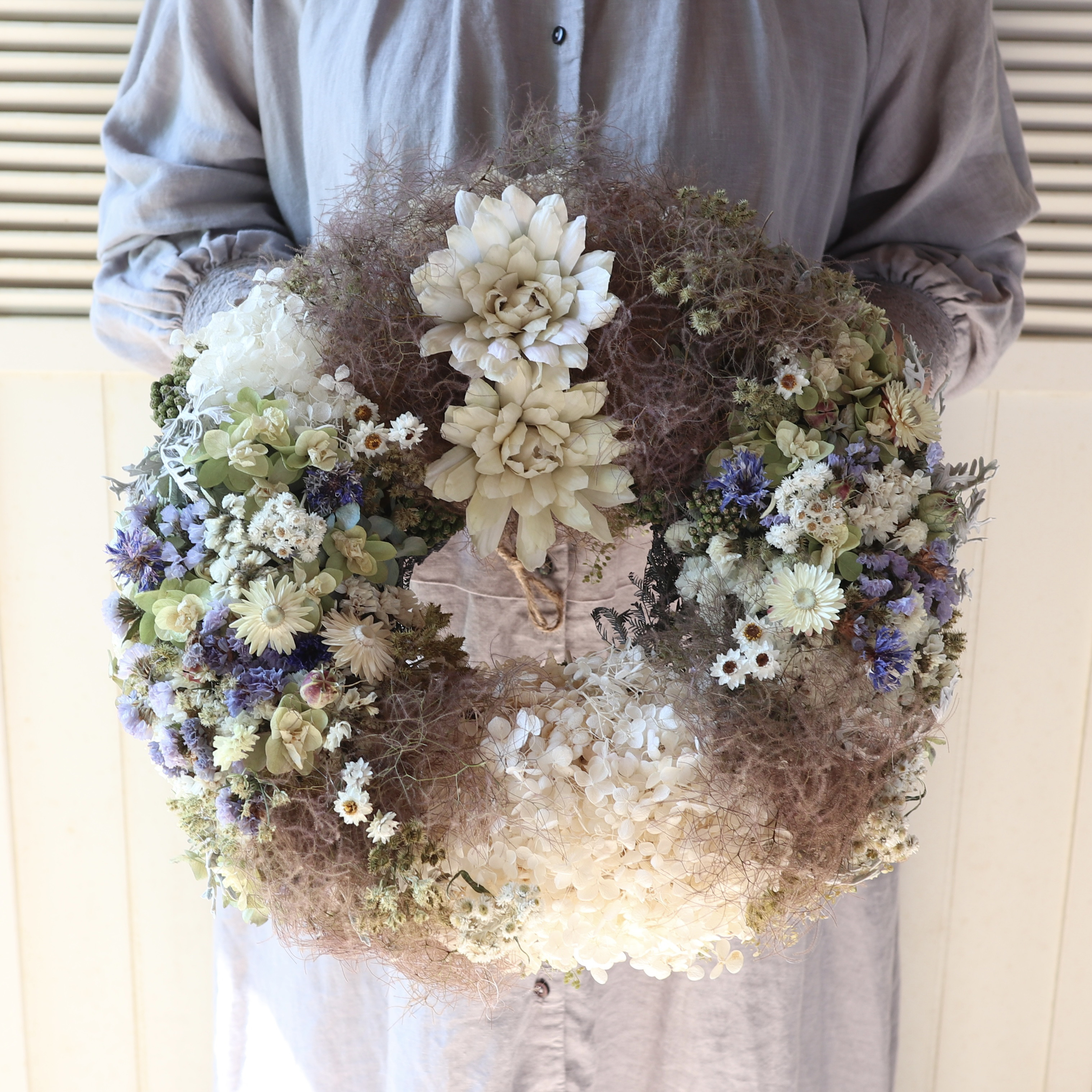 紫陽花の鳥の巣リース 紫陽花の鳥の巣リース