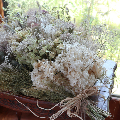 75cm)＊特大＊スモークツリーと紫陽花とかすみ草の淡い