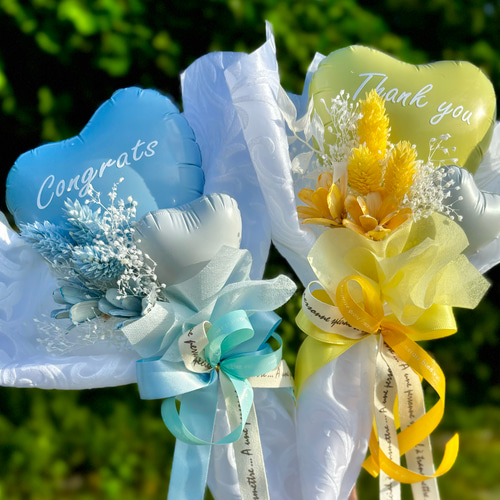お菓子ブーケ　バルーンブーケ　誕生日　発表会　結婚式　花束　成人式 卒園 卒業 バルーンブーケ 選べる3色ミニブーケ 誕生日 発表会 結婚祝い