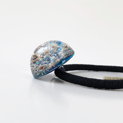 ウサギ　レジンヘアゴム　ブルーキラキラブルー ウサギ レジンヘアゴム ブルーキラキラブルー