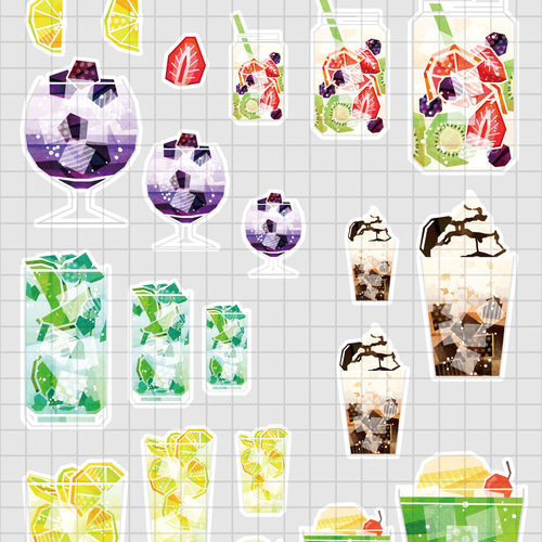 300円値引き！ジュースいっぱい！フレークシールセット（ステッカー