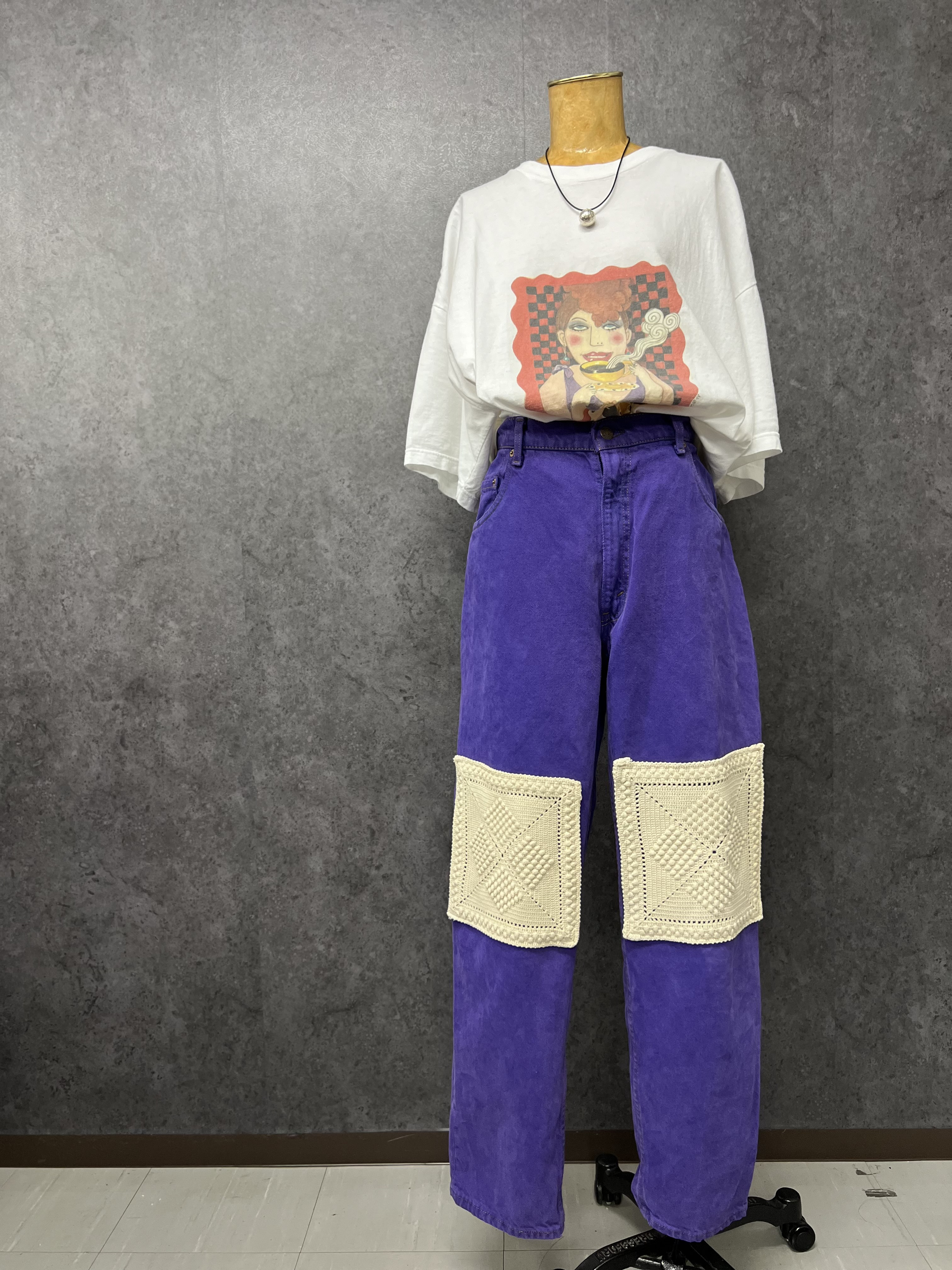 [Remake] "Crochet knee patch" levi's color denim pants