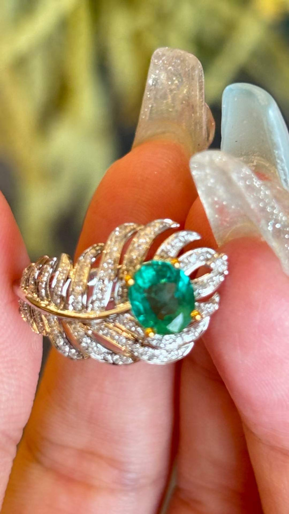 エメラルドダイヤモンドリング K18 新品 指輪・リング Aurora Jewelry  