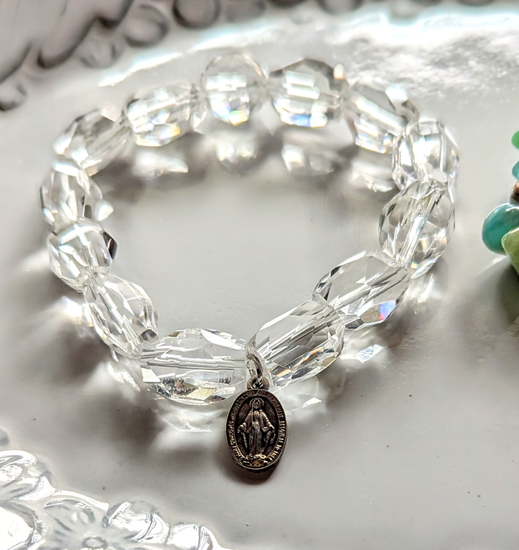 ✨ネガティブデトックスに✨ブルーオパール（コモンオパール）のブレスレット&クリアクォーツのブレスレットの2本セット