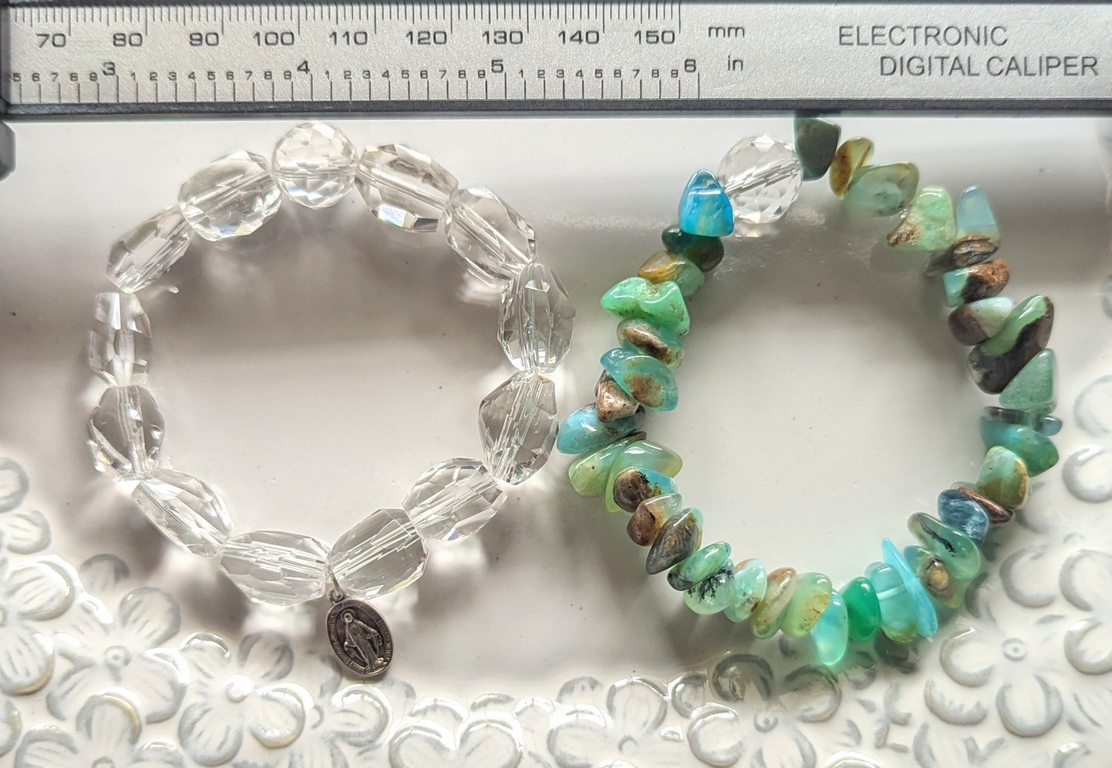 ✨ネガティブデトックスに✨ブルーオパール（コモンオパール）のブレスレット&クリアクォーツのブレスレットの2本セット