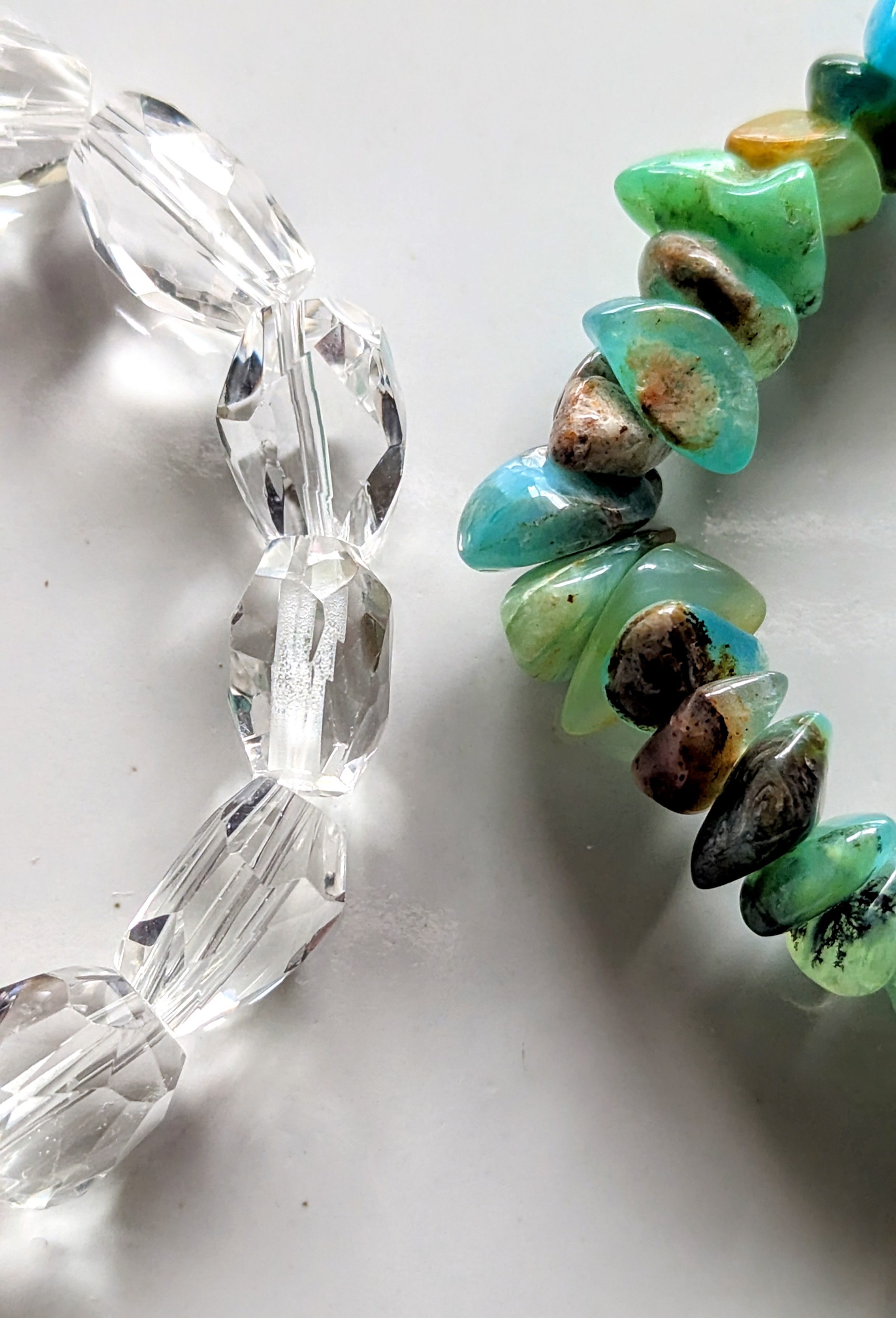 ✨ネガティブデトックスに✨ブルーオパール（コモンオパール）のブレスレット&クリアクォーツのブレスレットの2本セット