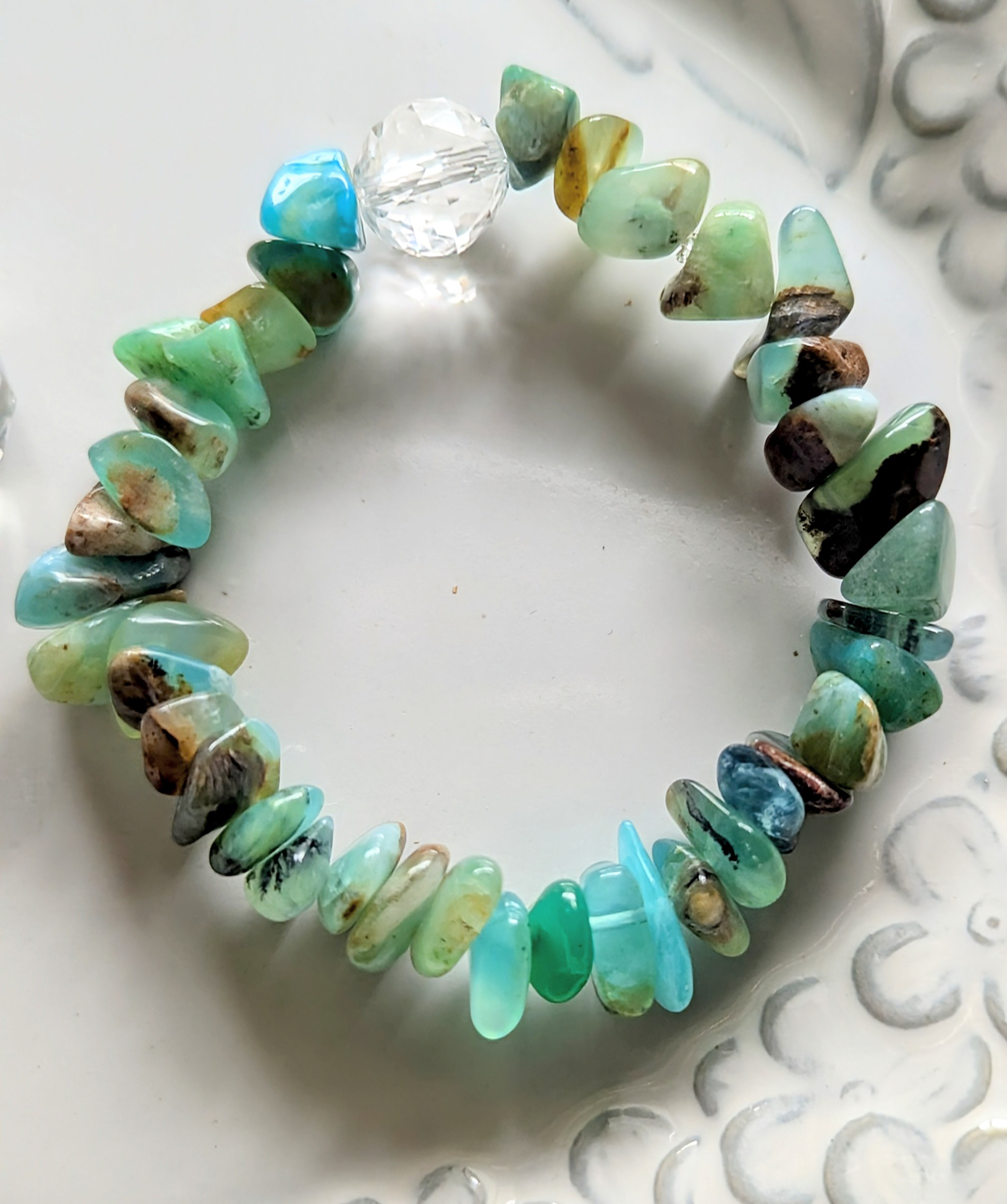 ✨ネガティブデトックスに✨ブルーオパール（コモンオパール）のブレスレット&クリアクォーツのブレスレットの2本セット