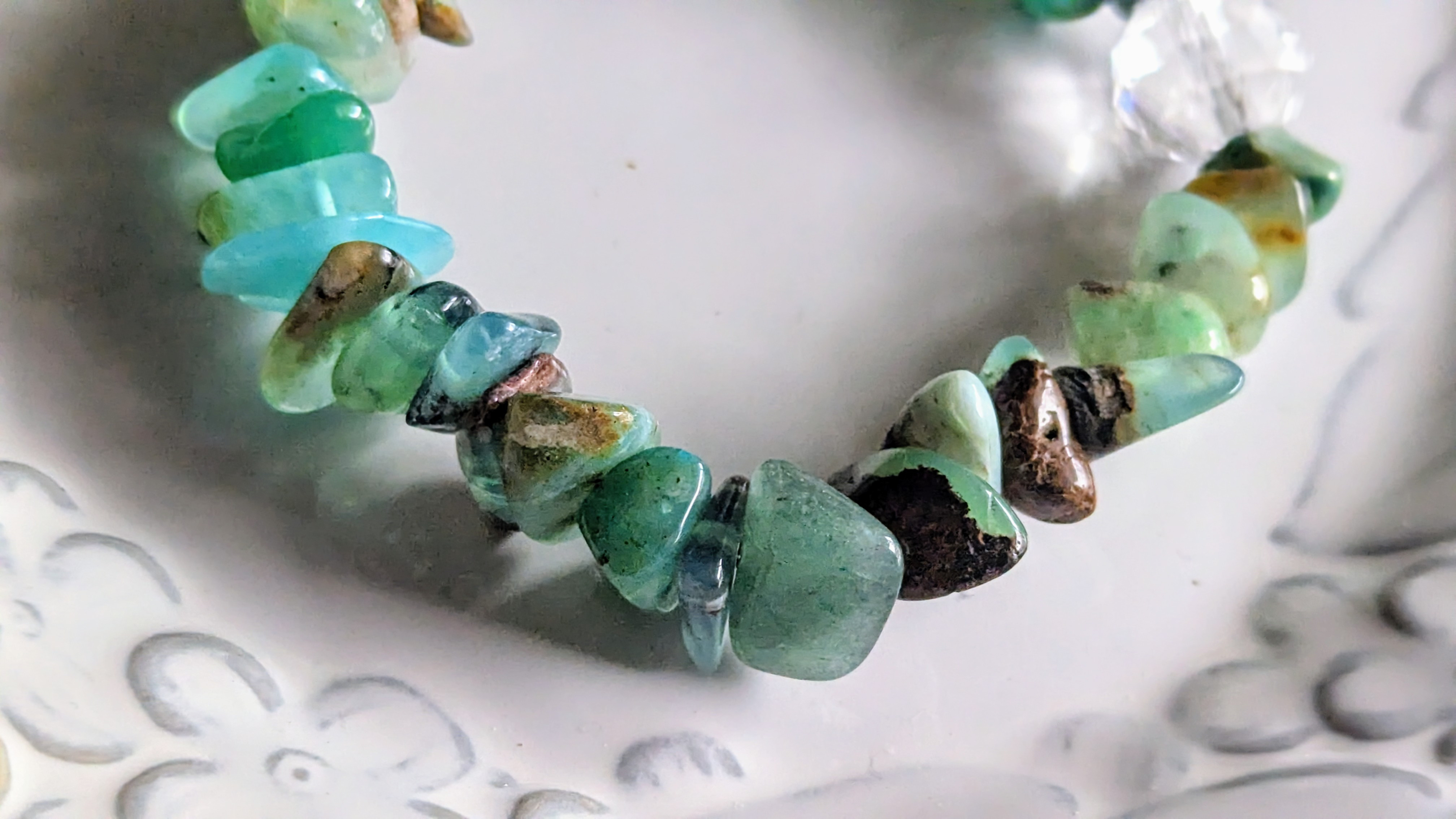 ✨ネガティブデトックスに✨ブルーオパール（コモンオパール）のブレスレット&クリアクォーツのブレスレットの2本セット