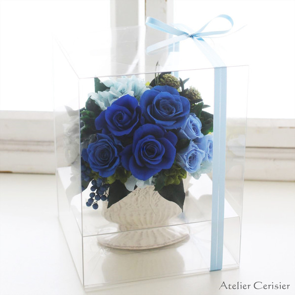 プリザーブドフラワー＜ララ＞ブルー 青 バラ ローズ 【お祝い】 5枚目の画像