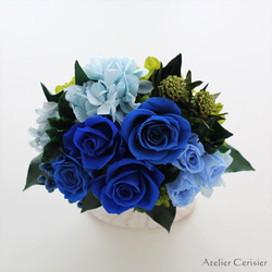 プリザーブドフラワー＜ララ＞ブルー 青 バラ ローズ 【お祝い】 4枚目の画像