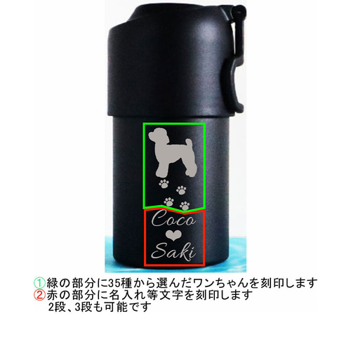 選べる犬種40種×名入れ対応／保冷＆保温◎ 肉球デザイン入りペット