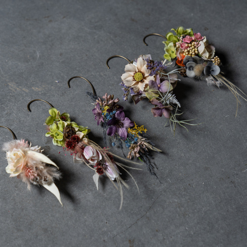 アーティフィシャルフラワーイヤーカフ 造花 ドライフラワー