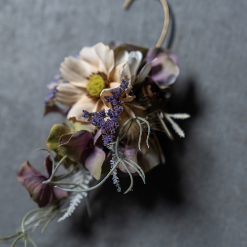 アーティフィシャルフラワーイヤーカフ 造花 ドライフラワー