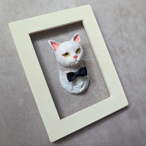 白猫の胸像−マグネットオブジェ その他インテリア雑貨 猫職人うす 