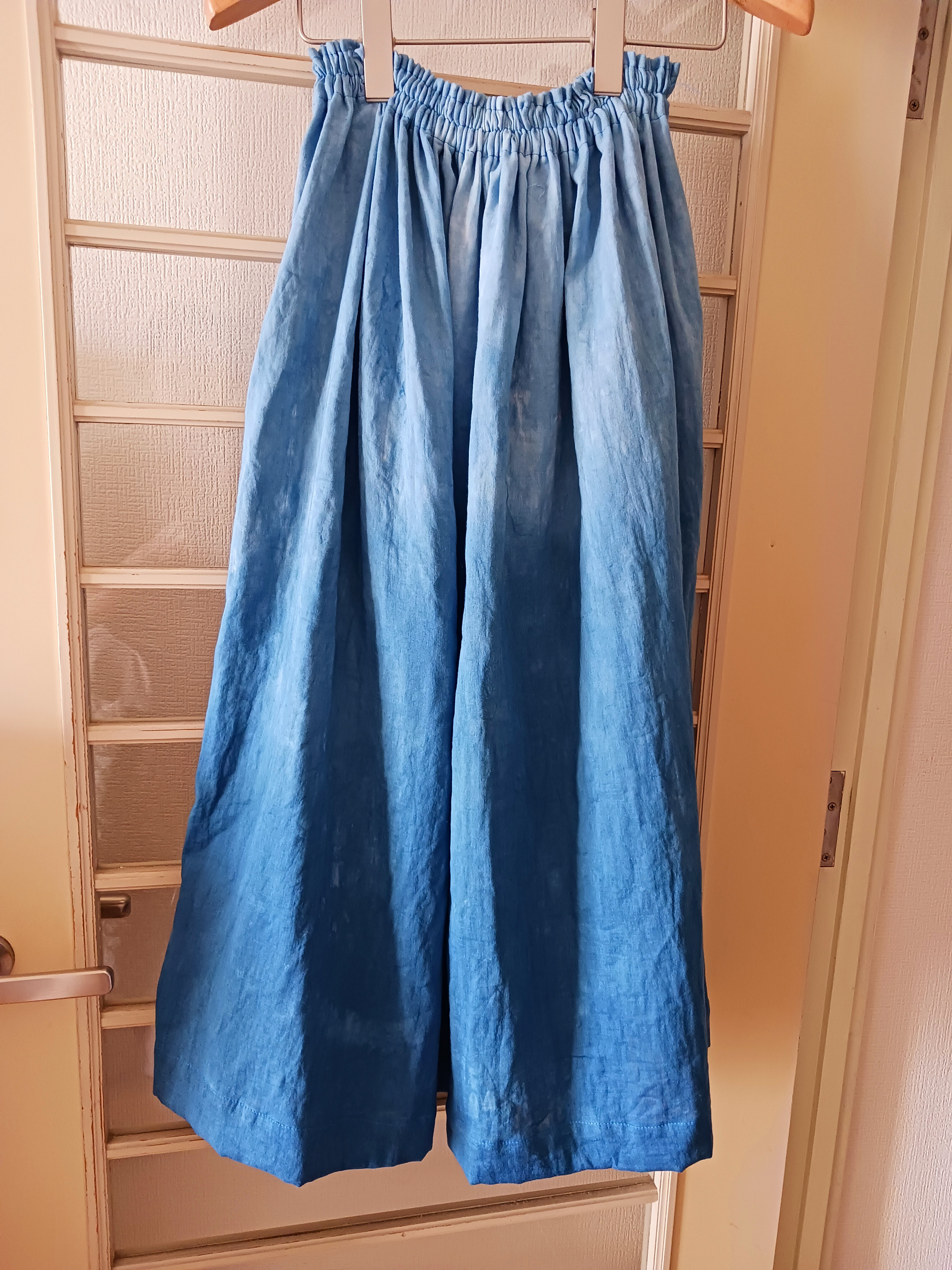 藍染グラデーション　ギャザーロングスカート