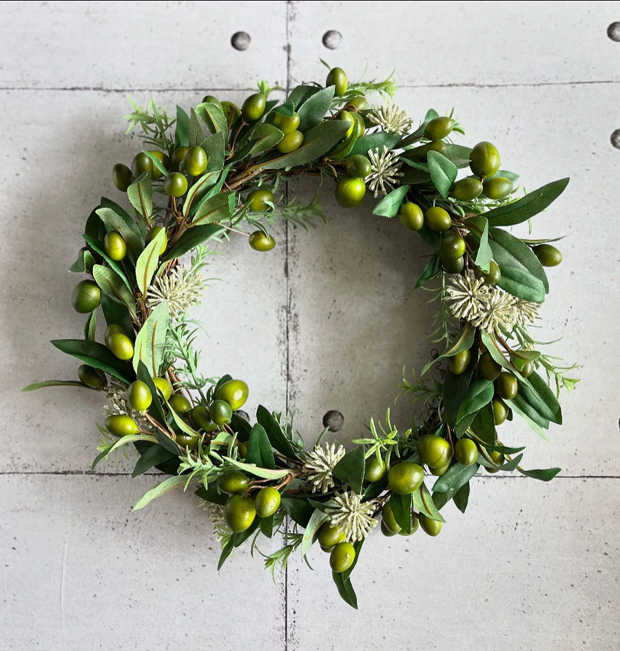 オリーブとローズマリーのリース(アーティフィシャル　26cm)
