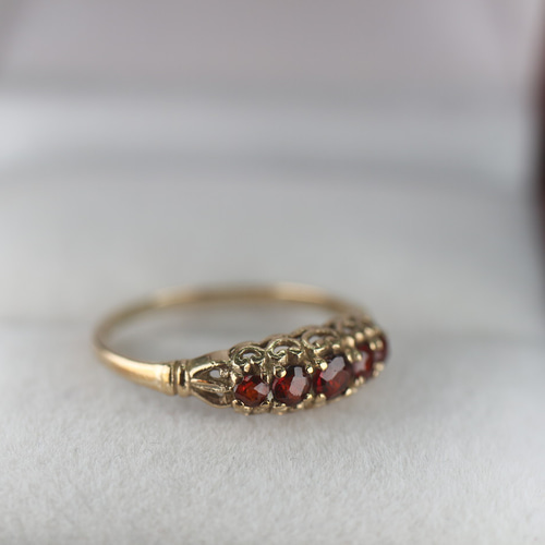 傑作 ゴールド 英国 ビンテージ 天然ガーネット ヴィンテージ 指輪