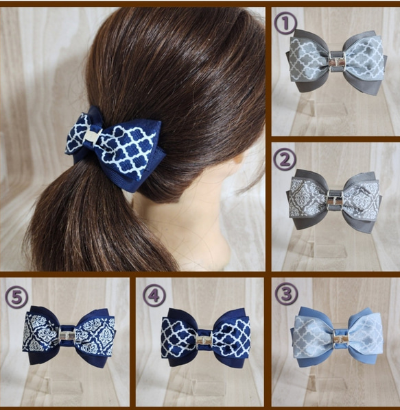 【５cmクリップ】柄リボン　リボンヘアアクセサリー 2枚目の画像