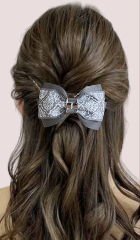 【５cmクリップ】柄リボン　リボンヘアアクセサリー 1枚目の画像