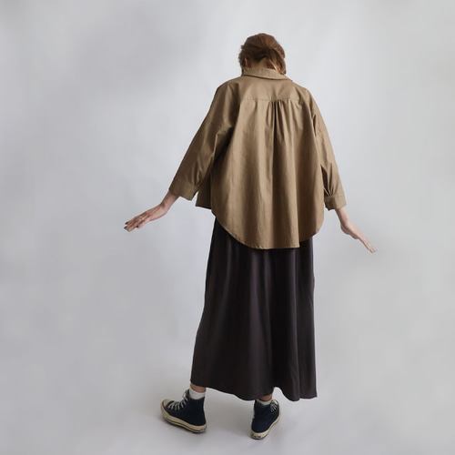 ラスト2 夏／最終SALE ギマ擬麻コットン角襟 燕尾裾 幅広