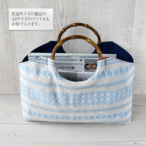 着物リメイク バッグ【バンブーハンドル帯バッグ （特大）夏帯