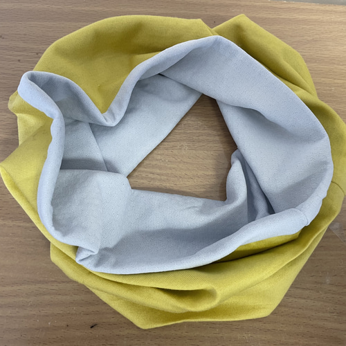 YB1UVカットイエロー&グレーウォーキング用バフ 国内手作りネック  