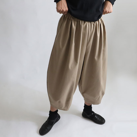 夏2025 90cm 前後 切替 裾ダーツ コクーン パンツ ボール